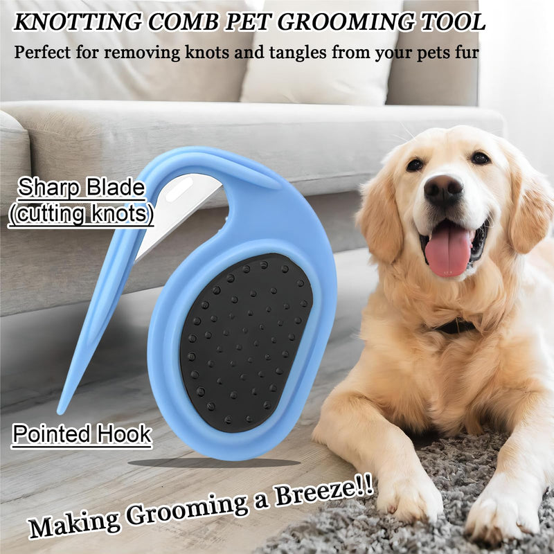 4PCS Knotting Comb, Knotting Comb for Cats, Pet Knotting Comb, De Knotting Comb for Dog, Knotting Comb Pet Grooming Tool for Removing Tangled Hair 2PCS-Green+Orange(with dog bath brush) - PawsPlanet Australia