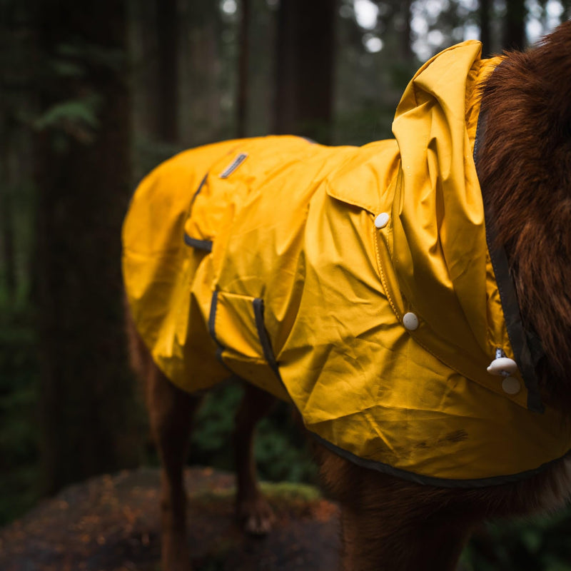 Wilderdog Dog Jacket Waterproof Raincoat with Breathable Interior, Removable Hood, Torso Strap, Secure Closures, Back Pocket and Two Hanging Loops, Foldable into Back Pocket Medium Green - PawsPlanet Australia