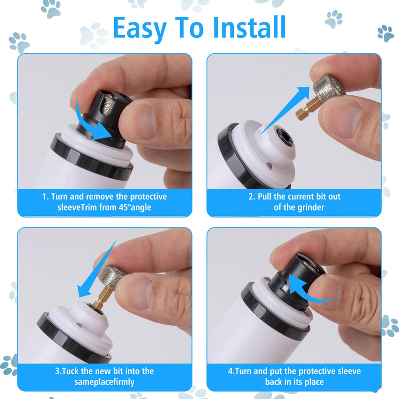 Pet Nail Grinder for Dogs and Cats - Super Quiet and Low Vibration Electric Dog Nail Grinder with 2 LED Lights - USB Rechargeable and Cordless - 3 Speeds - Small to Large Pets (White) White - PawsPlanet Australia