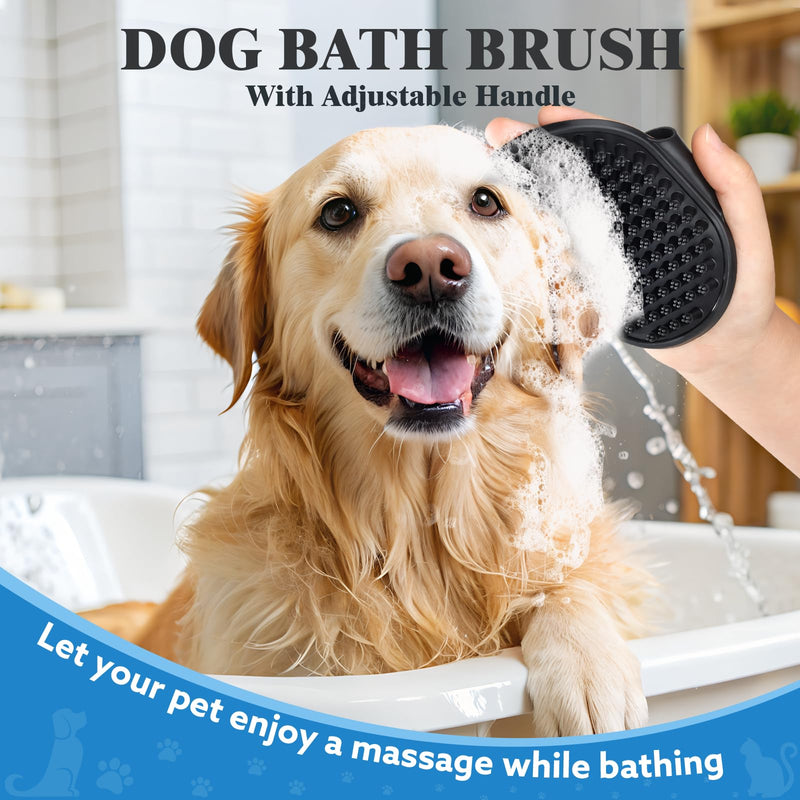 3PCS Dog Grooming Kit - Deshedding Dog Brush, Self Cleaning Slicker Brush, Bath Brush and Comb, Suitable for Hair Removal and Bathing of Dogs & Cats (Black Blue) - PawsPlanet Australia