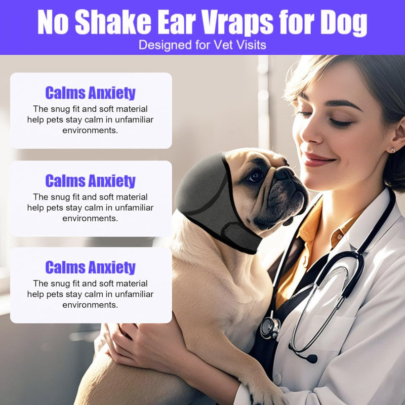 Dog Calming Ear Cover, Waterproof Adjustable Dogs Snood Ear Protectors Warm Ear Covers Comfort Dog Ear Muffs Noise Protection for Grooming Bathing Swimming Anxiety Relief (M) M