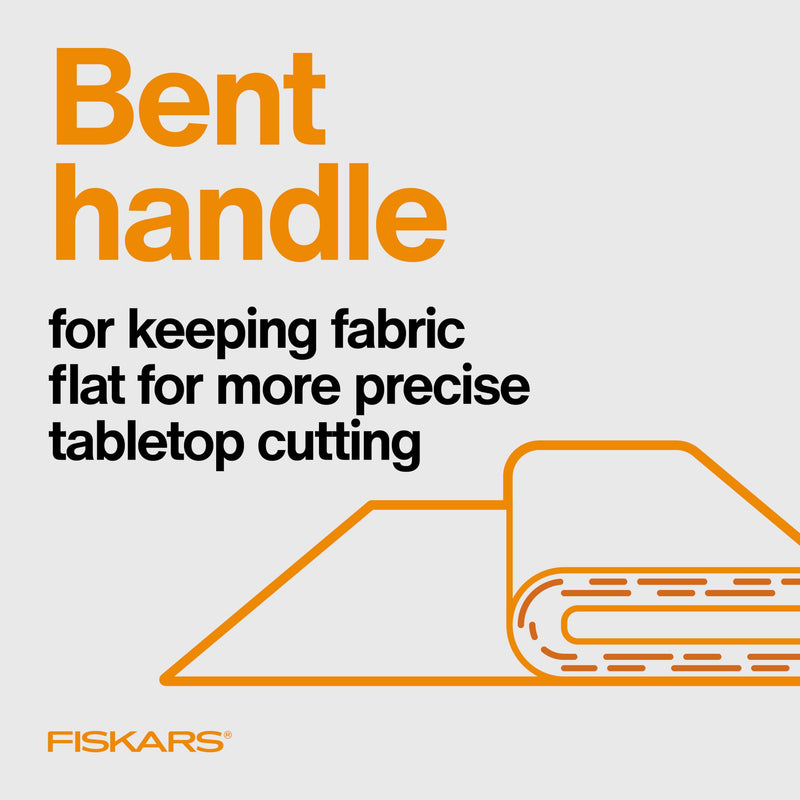 Fiskars Easy Action Scissors, No. 8, Spring-Assisted & SoftGrip Bent Handle Reduces Hand Fatigue, Precision Stainless Steel Blades for Clean Tabletop Cutting, Ambidextrous Design, Stainless Steel Bent Handle Stainless Steel