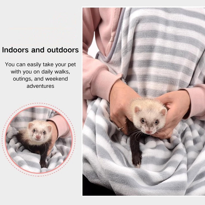 Ferret Sling Carrier - Fleece Small Pet Carrier Bag Soft Breathable Hands Free Shoulder Front Chest Apron Bonding Pouch Accompany Carrier for Small Dog Cat Ferret Rabbit (Grey) Grey - PawsPlanet Australia