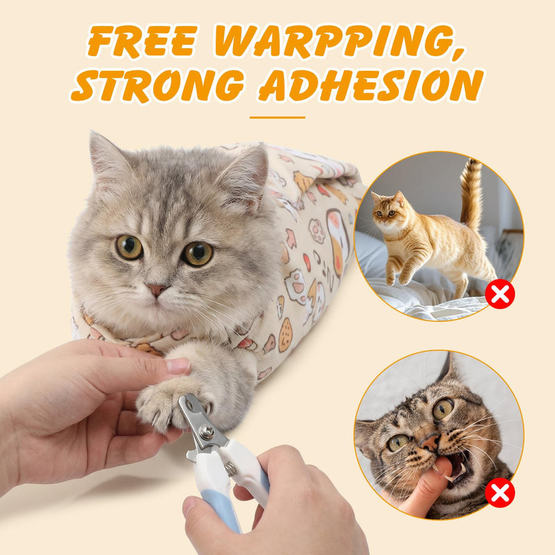 35.5 in Extra Large Cat Wrap for Cutting Nails, Self-Adhesive Cat Grooming Wrap Orange Anti-Escape Cat Restraint for Nail Clipping Cat Swaddle Wrap Cat Wrapping Cloth for Pet Cleaning and Beauty 35.5 inch - PawsPlanet Australia
