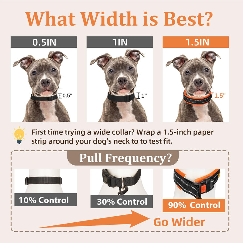 Mayerzon 1.5" Wide Martingale Collar for Large Medium Small Dogs Pitbull German Shepherd, No Pull Reflective Slip Martingale Dog Collar with Buckle Soft Padded for Walking Training(Orange, M) Fall Maple Blaze M: 14.5"-16.25"