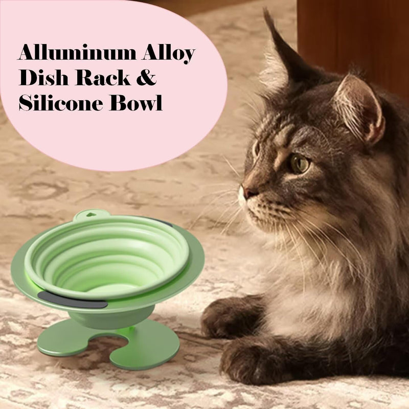 Collapsible Elevated Cat Dog Food Bowl, Portable Raised Pet Food Water Dish, Adjustable Tilted Food Feeder for Indoor Outdoor Cats Dogs, Whisker Friendly Cat Feeding Watering Dish for Travelling pink