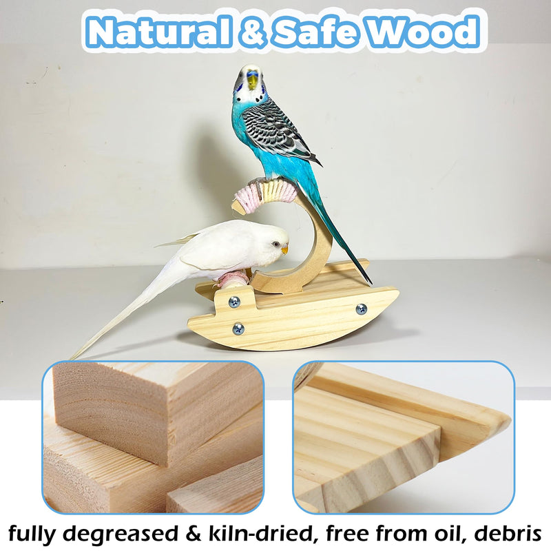 Rocking Bird Perch Stand, Funny Budgie Toys Natural, Parakeet Toy Wooden, Small Bird Toys for Parakeets Wood, Parrot Puzzle Enrichement Toy for Lovebird, Lineolated, Pacific Parrotlet - PawsPlanet Australia