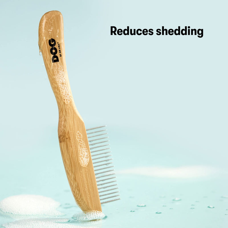 DOG by Dr Lisa - Comb - Detangling Dog Comb - Dematting Grooming Tool - Metal Comb Teeth Removes Knots and Tangles - Stimulate Blood Flow and Increase Natural Coat Oils - Made From Sustainable Bamboo - PawsPlanet Australia