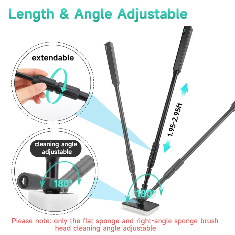 hygger 6-in-1 Aquarium Cleaning Tools, Multipurpose Fish Tank Cleaning Kit for 20-160 Gallon Tank with Telescopic Long Handle,6 Clean Heads