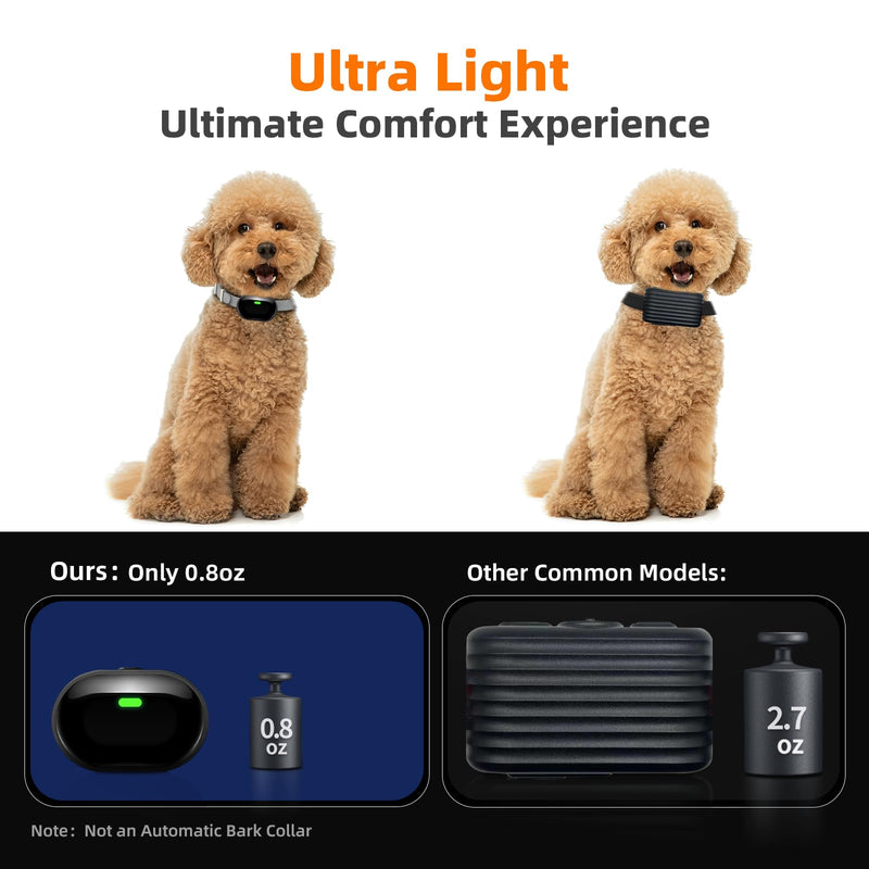 Ultra-Small Dog Shock Collar with Remote, Ultra-Light & Thin Dog Training Collar, Tailored for Small Dogs 5-15lbs & Medium Dogs, 198-Level Precise Control, Waterproof, Rechargeable (Not Auto Collar) Beige - PawsPlanet Australia