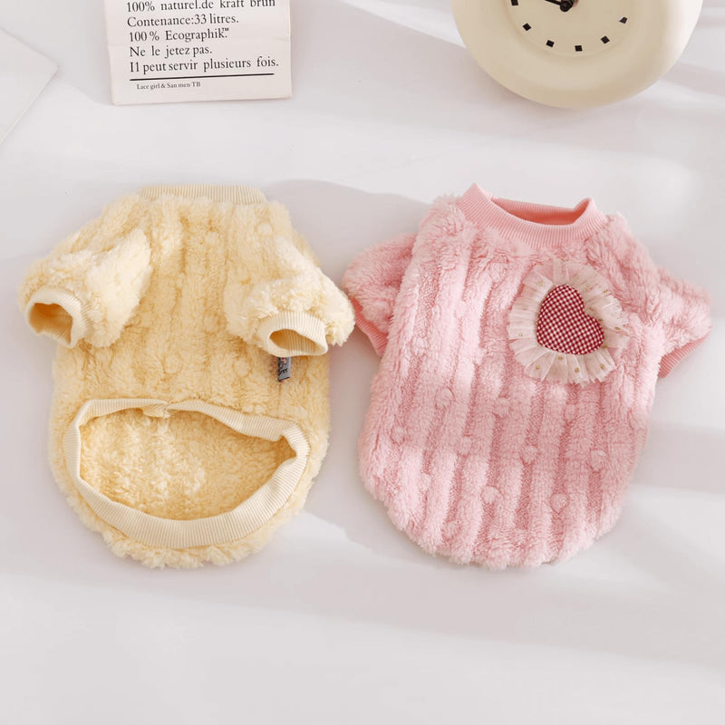 Cute Cat Sweaters Warm Cotton Plush Dog Apparel & Accessories Pink Kitten Turtleneck Sweaters for Indoor Cats and Small Dogs with Pet Laundry Bag (M (6.6-8.8lbs)) M (6.6-8.8lbs) - PawsPlanet Australia