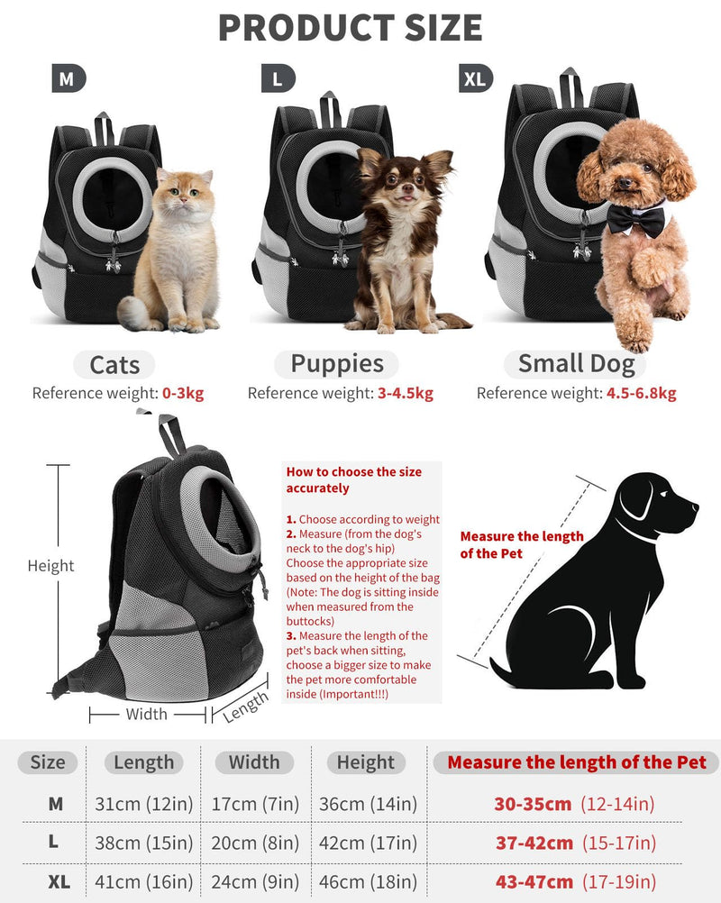 Dog Backpack Carrier Cat Carrier Pet Travel Carriers for Small Dogs and Cats Pet Travel Backpack L Black - PawsPlanet Australia