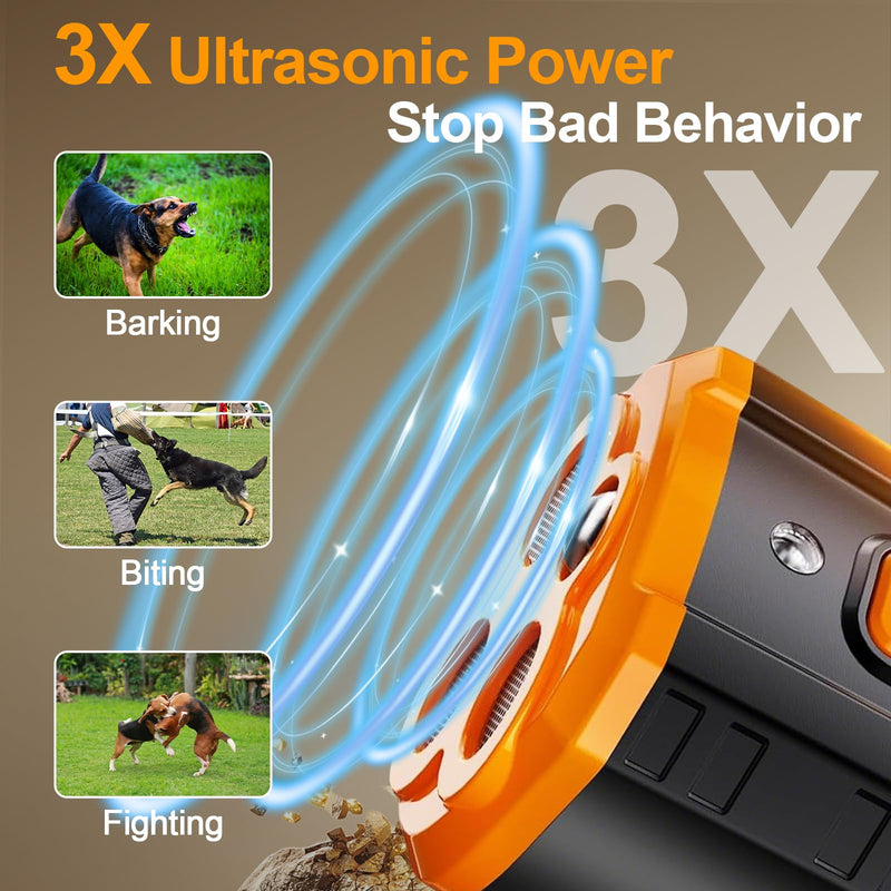 Dog Bark Deterrent Device, Bark Shield with 3X Ultrasonic to Stop Own or Neighbor's Dog, Safe, Rechargeable, Portable Safe for Dogs Training Indoor Outdoor - PawsPlanet Australia