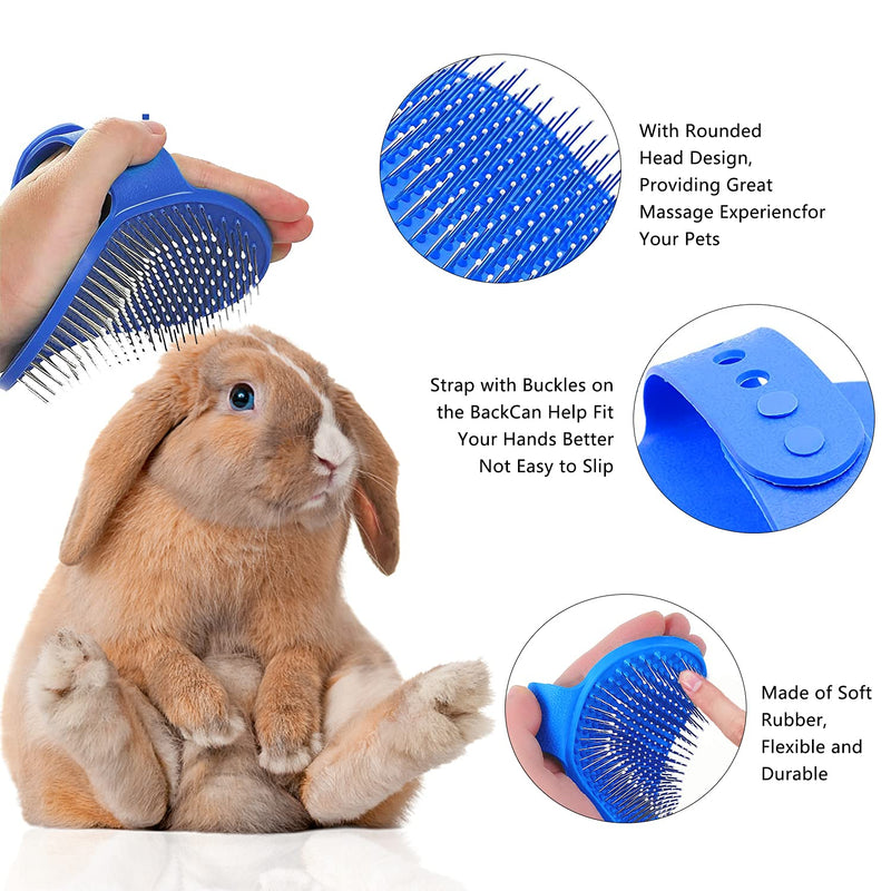 7-Piece Small Pet Grooming Kit with Brush, Nail Clippers, and Adjustable Strap for Rabbits, Hamsters, Guinea Pigs (Blue) Blue