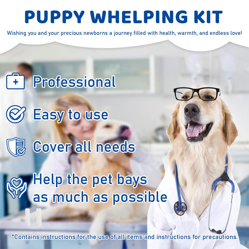 Puppy Whelping Kit, Kitten Puppy Whelping Supplies, Newborn Puppy Essentials, Whelping kit for Puppies Birth, Whelping Collars, Digital Thermometer, Stethoscope, Sputum Aspirator and More - PawsPlanet Australia