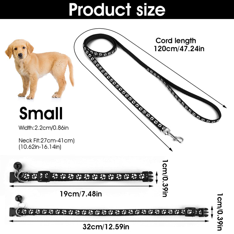 Adjustable Pet Cat and Dog Collar with Leash, Durable Training Rope Quick Release Clip Buckle Collar for Small Puppies and Kittens 1.0*120cm Pet Leash and Collar Set(Black+Brown) - PawsPlanet Australia