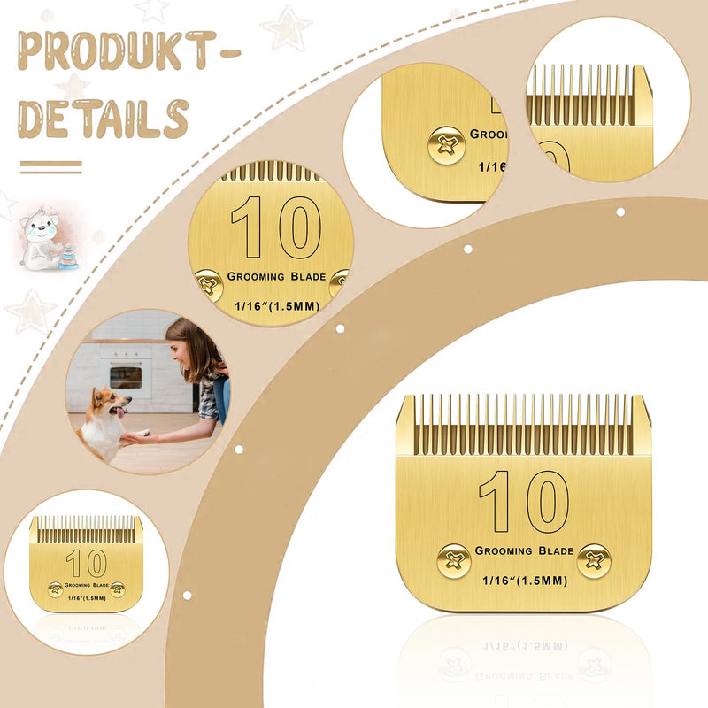 2PCS 10 Blades Dog Grooming Blades Compatible with Andis/Oster A5/Wahl KM-10 Series Dog Clippers Replacement Blades,Detachable Dog Clipper Blades(Gold 10#/2PCS) Gold 10#/2pcs - PawsPlanet Australia