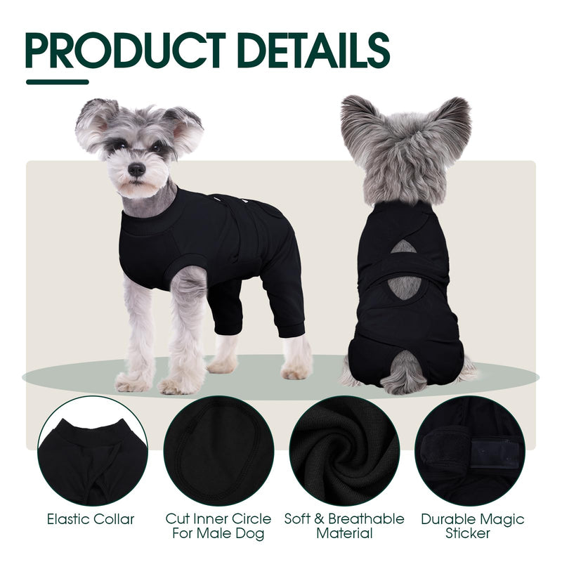 Kuoser Dog Surgery Suit Female Spay, Male Dog Recovery Sleeve Back Leg, Thigh Wound Protective Recovery Suit for Dogs, Dog Rear Leg Sleeve to Stop Licking, Pet Surgical Suit Puppy Onesie Bodysuit L Black - PawsPlanet Australia