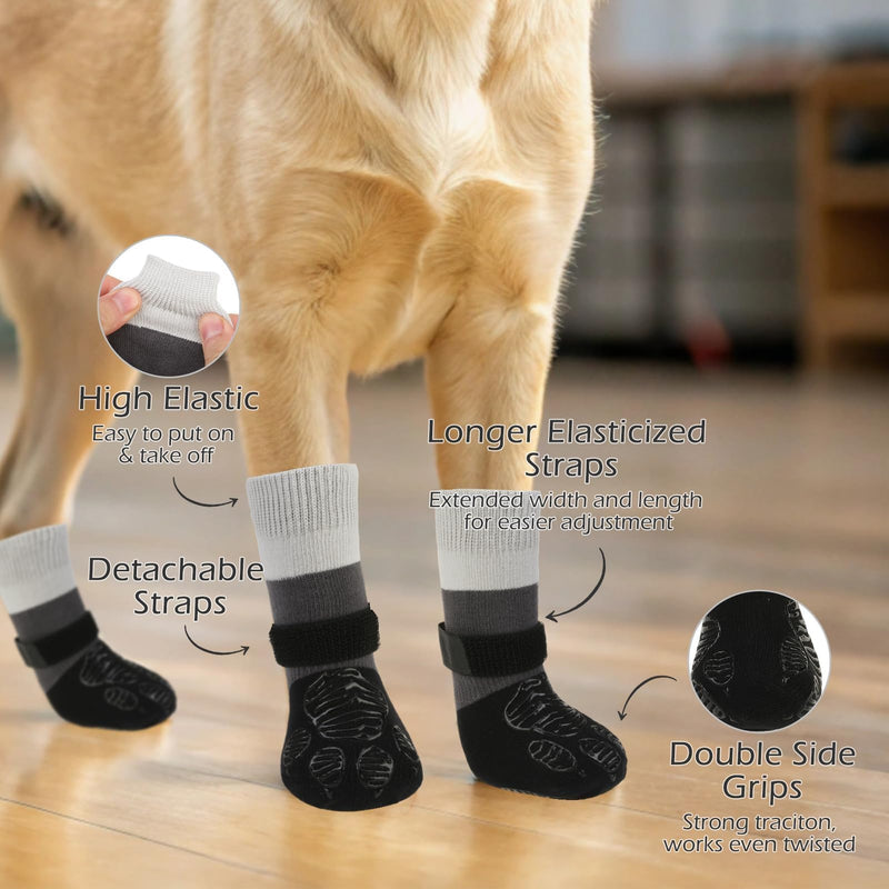 EXPAWLORER Anti Slip Dog Socks to Prevent Licking Paws, Dog Shoes for Hot Pavement, Dog Booties for Hardwood Floors, Dog Boots & Paw Protectors with Grippers for Small Medium Large Senior Dogs Black L - PawsPlanet Australia