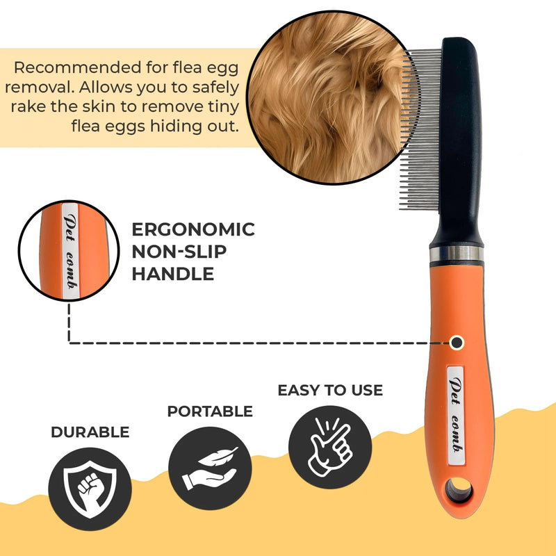 Dog Brush - Reduce Dog Shedding, Long Hair Dog Brush, Orange Set - PawsPlanet Australia