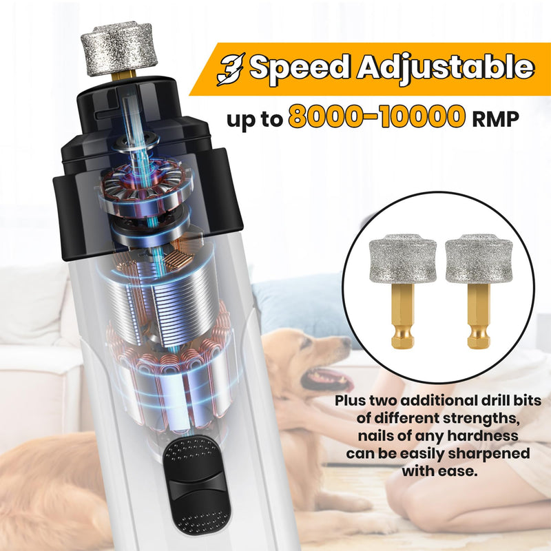 Silent Groom Pro Nail Grinder, 2025 Dog Nail Trimmer with LED Light & 3 Speeds Rechargeable USB Charging Pet Nail Grinders for Dog Cat Home Use - PawsPlanet Australia