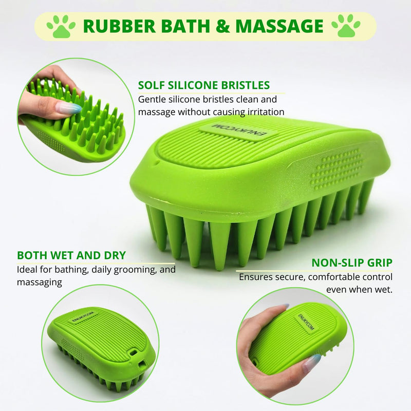 Rubber Cat & Dog Bath Brush for Grooming | Double-Sided Pet Dog Cat Brush for Detangling, Deshedding & Small Mat Removal | Massage & Skin Care Brush for Dogs & Cats | Pet Detangler Brush - PawsPlanet Australia