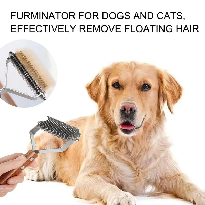 Undercoat Rake for Dogs and Cats, Pet brush for Dematting Comb, Pet Grooming Combs For Long-Haired & Short-Hair, Removes Dander, Dirt, and Detangles,With Wooden Handle 3 pack. - PawsPlanet Australia