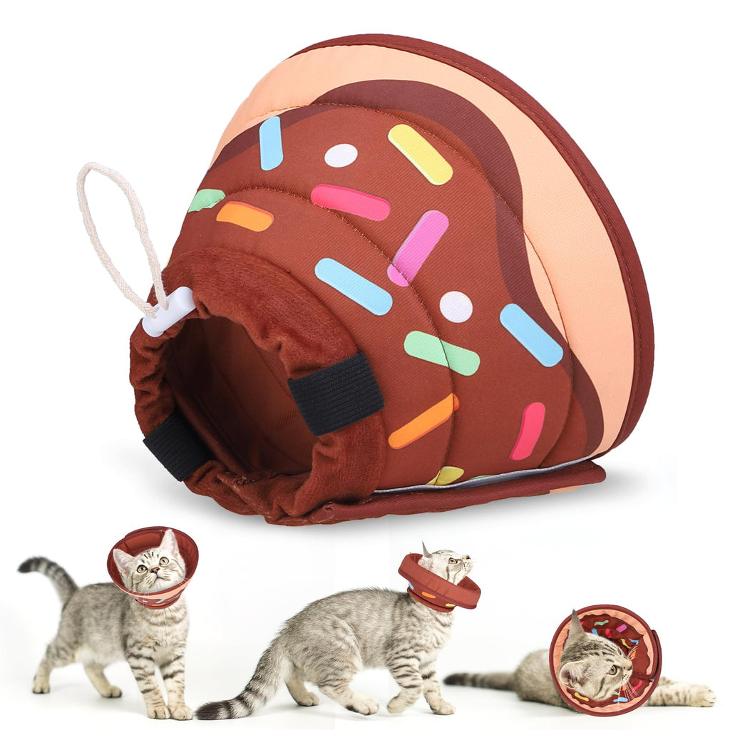 EXPAWLORER Cat Cone Collar Soft, Cat Recovery Donut Cone to Stop Licking After Surgery, Waterproof Elizabethan Protective Collar,Soft Adjustable Pet Collar for Small Medium Kittens S (5.5-9.5 in)