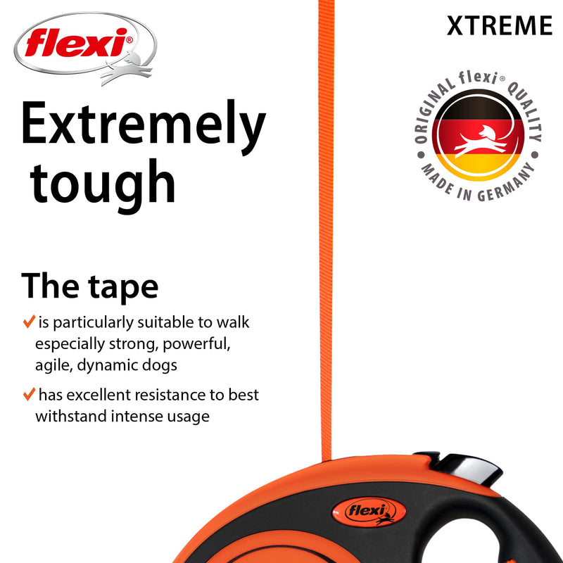 FLEXI New Classic Tape Retractable Dog Leash for Medium Dogs Upto 77 lbs. –16 ft., Orange/Black |Tangle Free Pet Walking Leash with One-Handed Brake, Pause, Lock |German Quality Product - PawsPlanet Australia