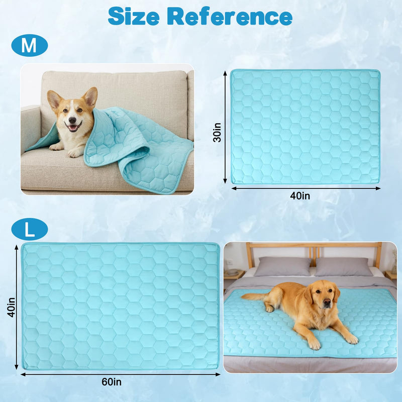 Vivifying Cooling Blanket for Dogs, Waterproof Reversible Dog Cooling Mat, Soft Pet Throw Cooling Mat for Couch, Bed, Crate, Car Seat, Breathable Summer Cat Bed Blanket 30 x 40 Inches (Blue) 30 × 40 inches - PawsPlanet Australia