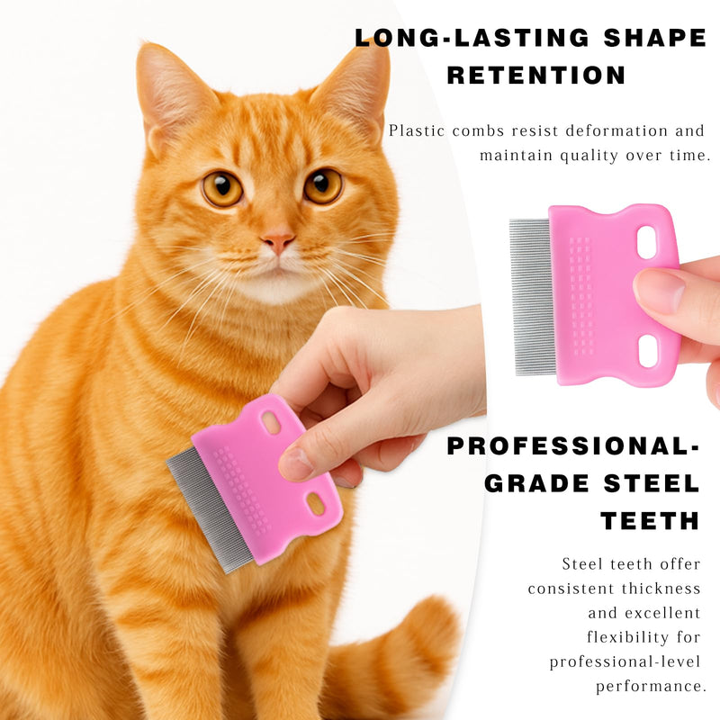 Flea & Lice Combs for Pets – Fine-Tooth Stainless Steel Grooming Set, Dematting Tools for Dogs and Cats – 5 Pack