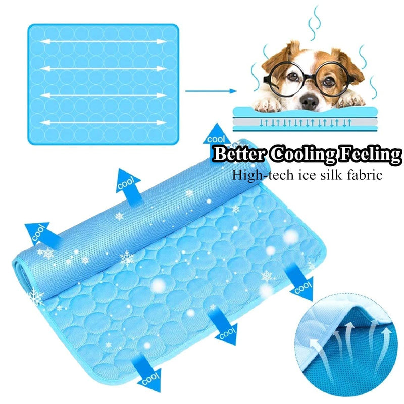 SOMOYA Dog Self Cooling Mat Pet Washable Cooling Pads Blanket Sleeping Kennel Mat,Ice Silk Sleep Mat Pad Non-Toxic Breathable Sleep Bed Beach for Large Dogs Cats (Blue, 39.4x59 in) Blue - PawsPlanet Australia