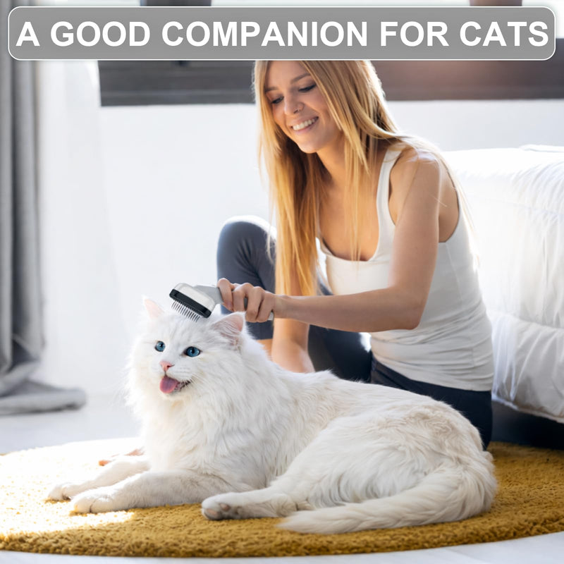 Cat Brushes for Indoor Cats,Skin Friendly Cat Brush for Shedding & Grooming Brush for Long or Short Haired Cats, Easy Clean Retractable Bristles, Grey Grey 1 PCS - PawsPlanet Australia