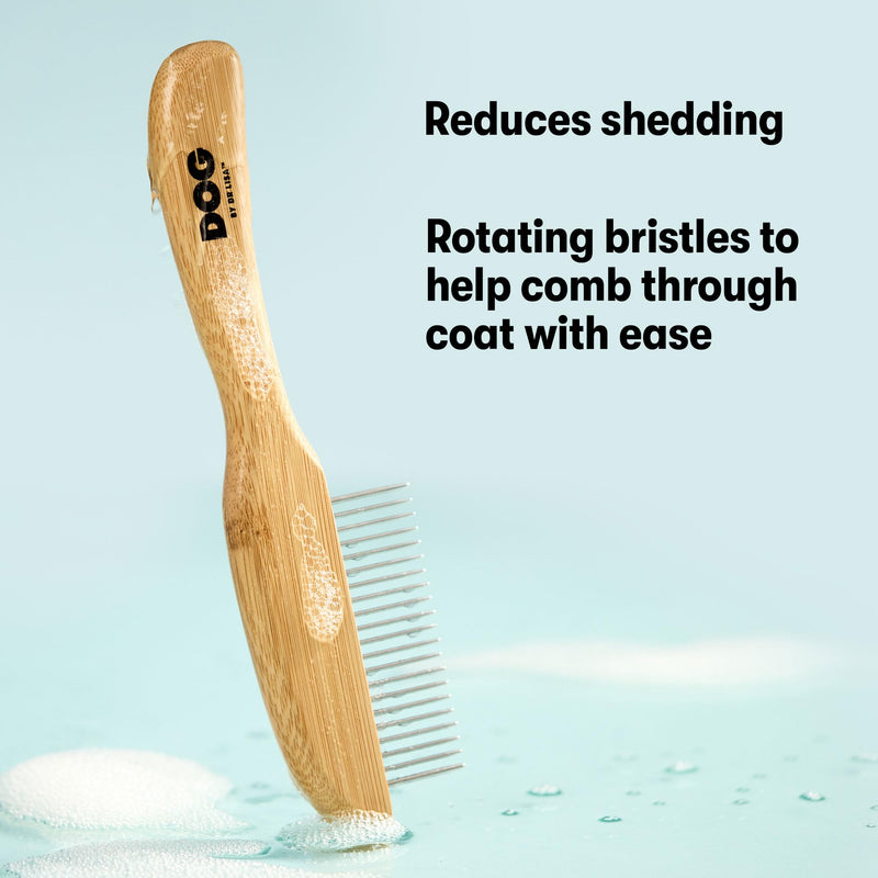 DOG by Dr Lisa - Comb - Detangling Dog Comb - Dematting Grooming Tool - Metal Comb Teeth Removes Knots and Tangles - Stimulate Blood Flow and Increase Natural Coat Oils - Made From Sustainable Bamboo - PawsPlanet Australia