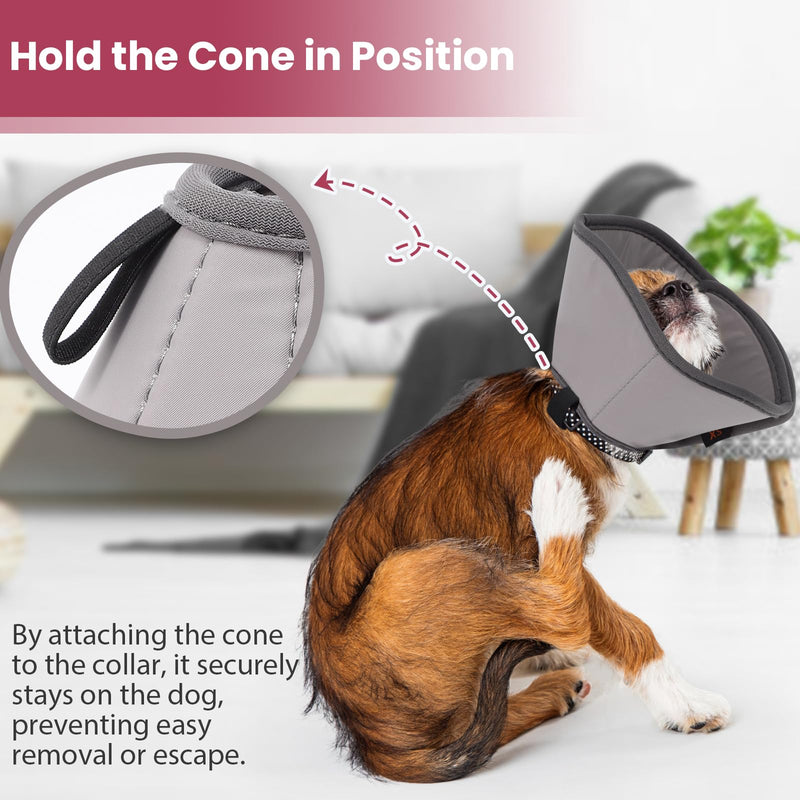 BARKLESS Dog Cone, Soft Cones for Large Dogs After Surgery to Stop Licking, Adjustable Elizabethan Collar for Neuter Surgery, Lightweight Recovery Collar Grey XL