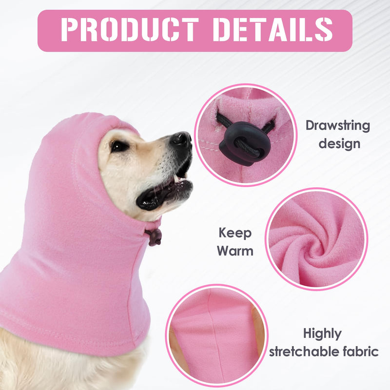 Dog Snood Neck and Ear Warmer, Noise Reduction Ear Muffs, Anxiety Relief and Calming Headwear for Noisy Environments, Pink M
