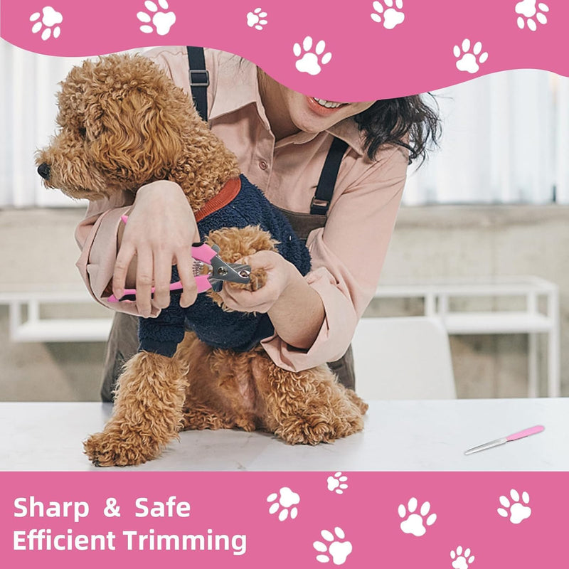 Dog Brush for Shedding,9 PCS in One Pet Slicker Hair Brush Kit with Pet Nail Clipper and File - Dog Cat Grooming Deshedding Undercoat Rake Brush Comb for All Small Large Dogs Cats Pink 9-Pink