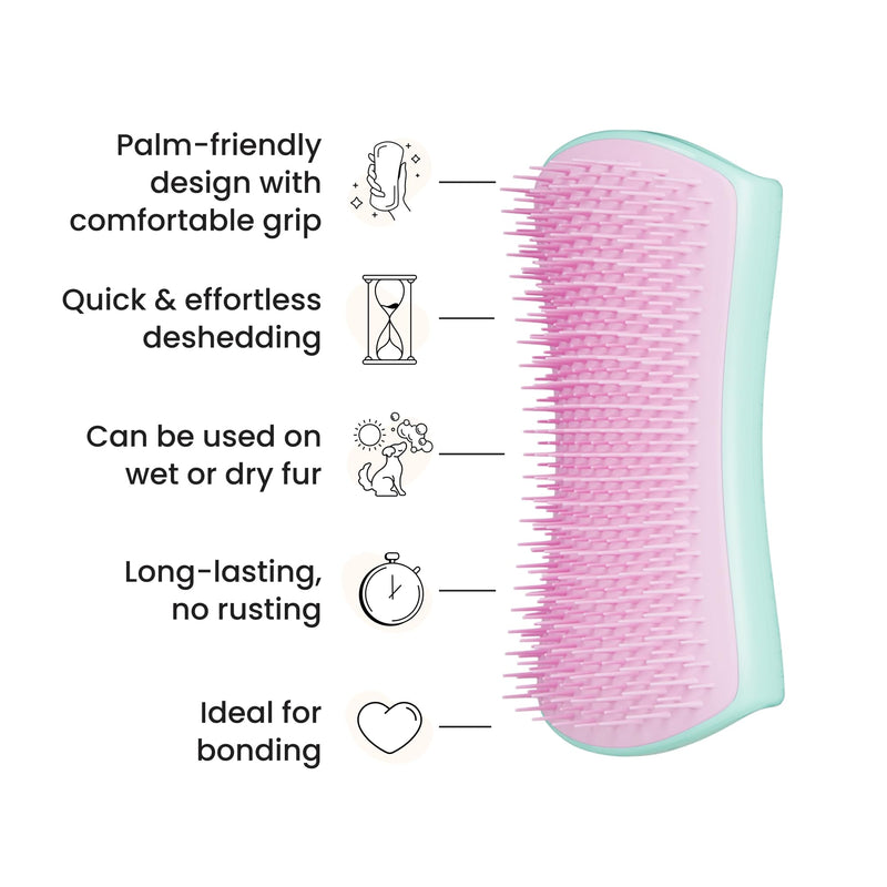 Tangle Teezer Large Pet Teezer De-Shedding Grooming Brush - Dry or Bath Brush - The Perfect Deshedding Brush for Dogs - Mint & Pink - PawsPlanet Australia