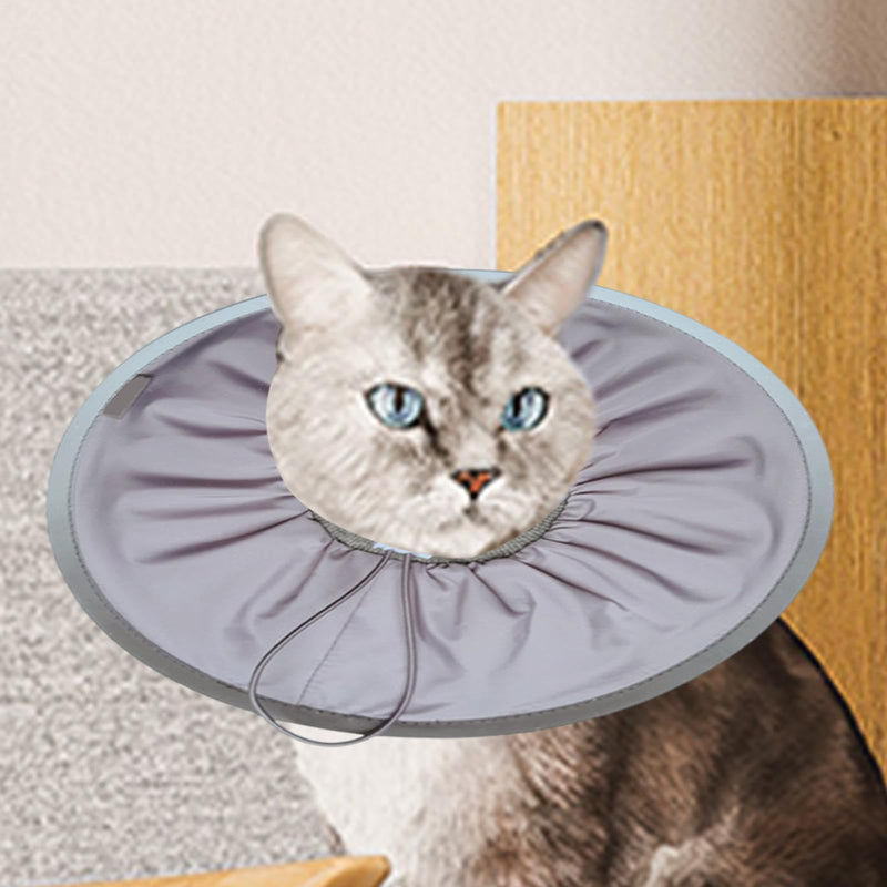 Recovery collar for cats, kitten cone - Adjustable recovery collar for cats - Comfortable Elizabethan pet collar, soft cat cone collar for kittens and puppies, grey, size L