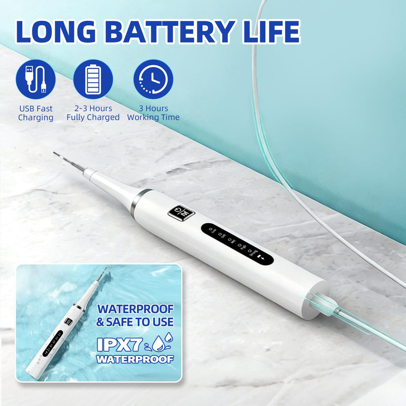 Ultrasonic Pet Plaque and Tartar Remover - Teeth Cleaning Kit with LED Light, 5 Modes, 7 Brush Heads, IPX7 Waterproof for Dogs and Cats