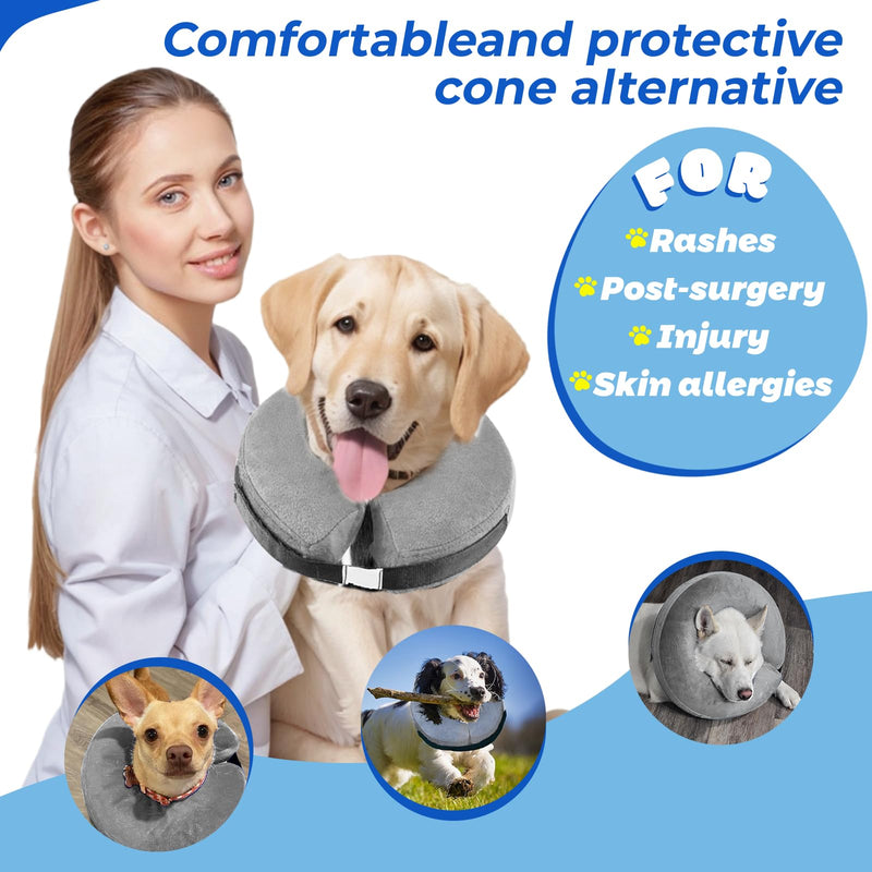 Dog Inflatable Cone Collar for XLarge Dogs,Grey [Neck:18"-25"] X-Large Grey - PawsPlanet Australia