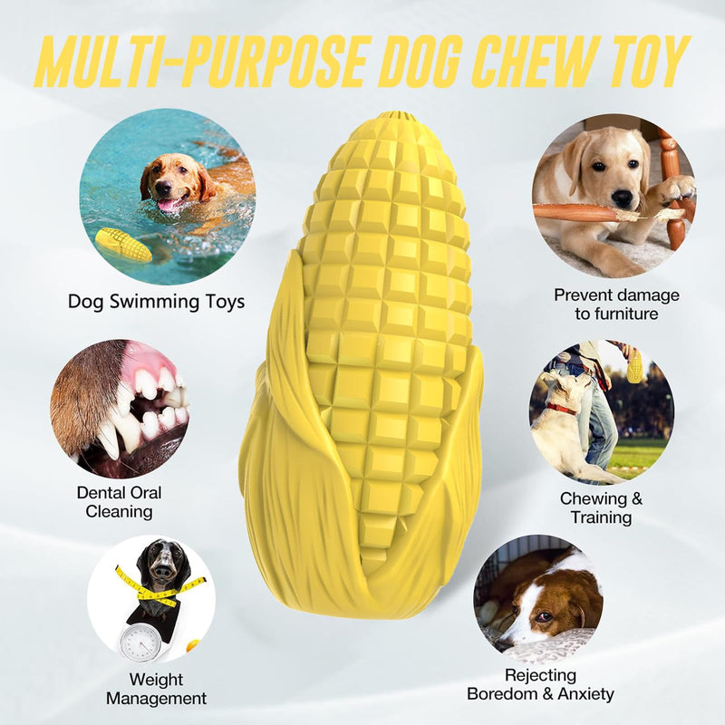 Dog Chew Toys for Aggressive Chewers,Idestructible Tough Durable Squeaky Interactive Dog Toys，Durable Dog Teeth Cleaning Toy for Medium Large Breeds，Corn Stick Toy (Yellow) - PawsPlanet Australia