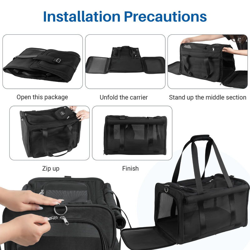 Pet Carrier for Large Cats, Soft Cat Carrier for Medium Big Cats and Puppies up to 20lbs, Washable Dog Carrier 18" L x 11.8" W x 11.8” H for Traveling Home and Outdoor - PawsPlanet Australia