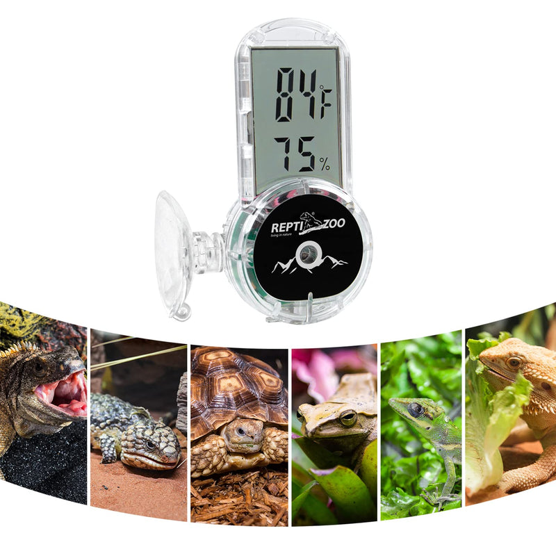 REPTI ZOO Upgraded Reptile Terrarium Thermometer Hygrometer,Digital Pet Temperature and Humidity Gauge with Suction Cup for Reptile Rearing Box Tank,4-Sides Mounting - PawsPlanet Australia