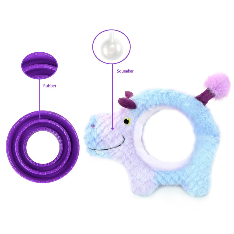 CHIWAVA 9.1 Inch Interactive Squeaky Plush Dog Toy 2 in 1 Hippo Chew Toys with Slow Food Bowl for Small Medium Dogs 9.1" Purple Hippo