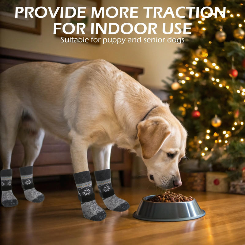 EXPAWLORER Anti Slip Dog Socks to Prevent Licking Paws, Fuzzy Dog Boots & Paw Protectors, Dog Booties for Winter, Dog Shoes for Hardwood Floors, Small Medium Large Senior Dogs,Grey XL Grey X-Large - PawsPlanet Australia