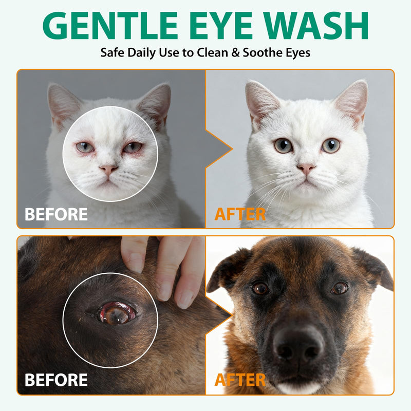 Dog Eye Drops 100ml, Eye Drops for Dogs and Cats, Relieve Eyes Itching & Irritation, Pink Eye & Allergies Symptoms, Effective Tear Stain Remover