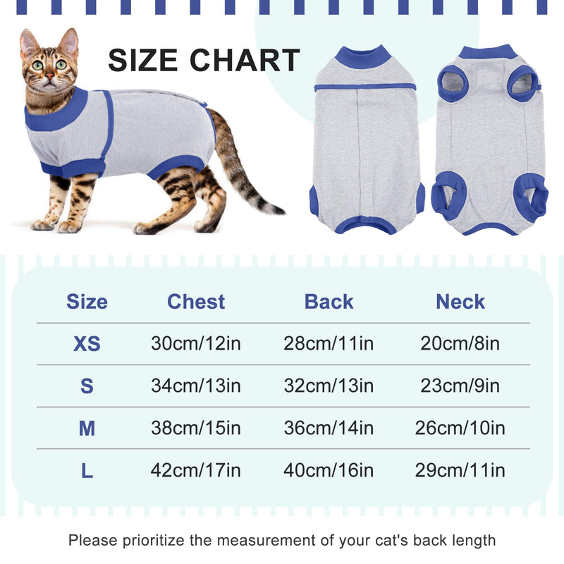 FUAMEY Cat Recovery Suit,Female Cat Spay Suit Kitten Surgery Onesie Cat Bodysuit Alternative to Cone Collars,Preventing Cats from Licking Abdominal Wounds Skin Protector Weaning Clothes Grey M M(back: 14in) - PawsPlanet Australia