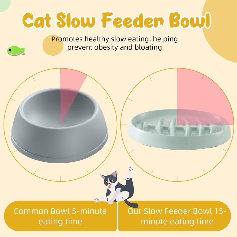 Maitys 2 Pack Cat Slow Feeder Bowl Slow Feed Cat Dish Fishbone Cat Slow Feeder Small Interactive Dog Feeder Dish Anti Gulping Pet Bowl for Cat and Dog Slow Eating to Against Bloat(White, Green) Green,White
