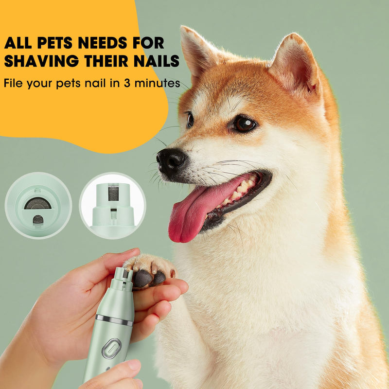 Upgrade Dog Grooming Kit, Cordless Dog Paw Trimmer, 4 in 1 Low Noise Pets Hair Clipper Grooming Kit, 2-Speed Nail Grinder with Stainless Steel Blade for Small Pet with Thick Coats (Green) Green - PawsPlanet Australia